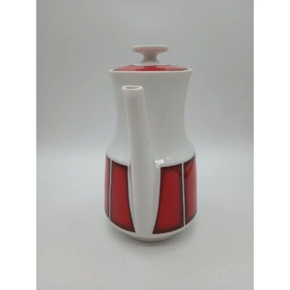 Winterling Marktleuthen MCM Teapot Red White Bavaria